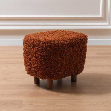 Cosy Red Boucle Ottoman & Footstool