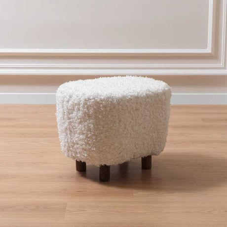 Cosy White Boucle Ottoman & Footstool