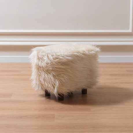 Cosy White Fur Ottoman & Footstool