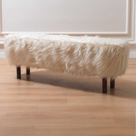 Cosy White Fur Sofa & Footstool